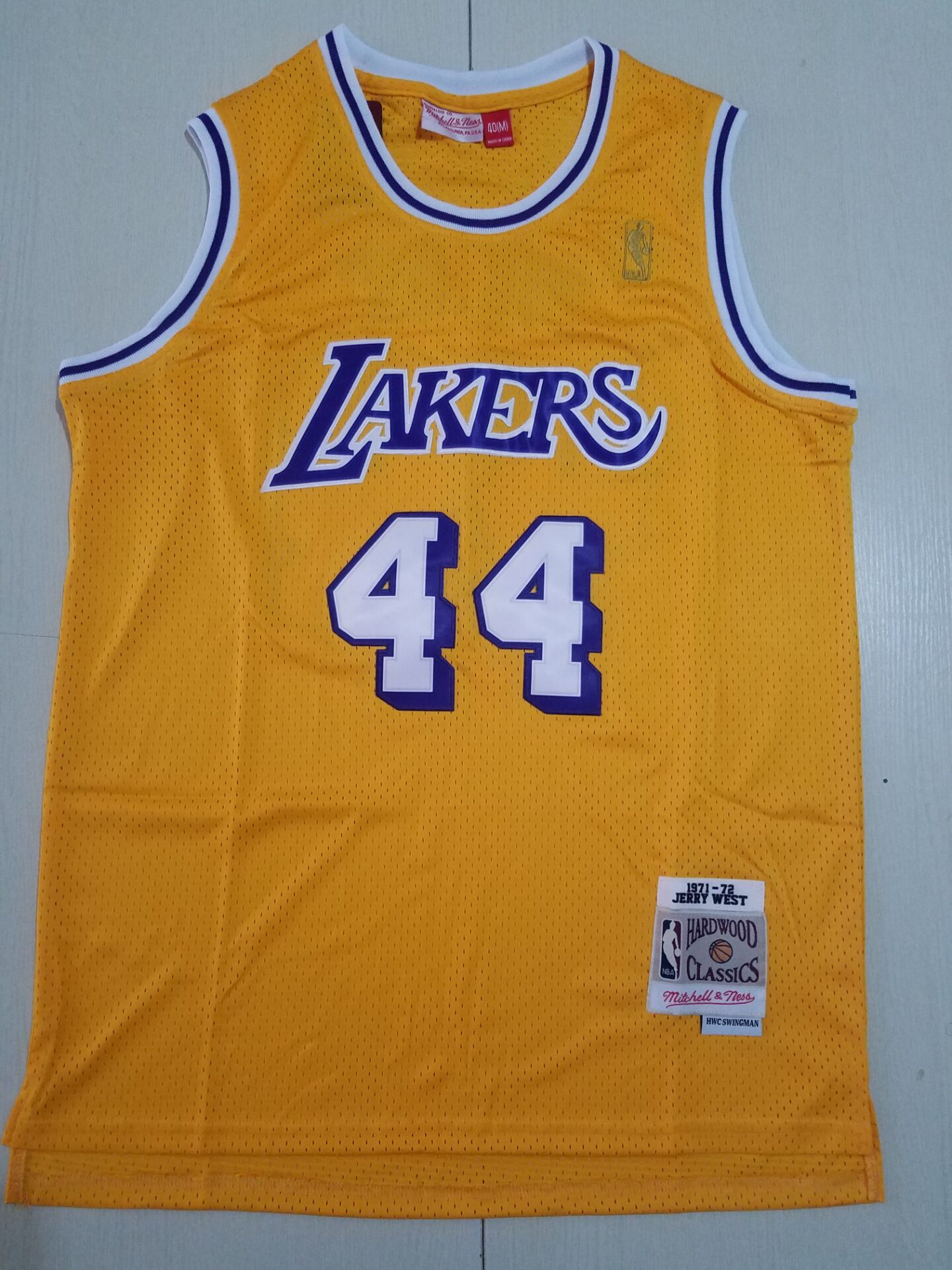 Men Los Angeles Lakers #44 West Yellow Throwback NBA Jerseys
